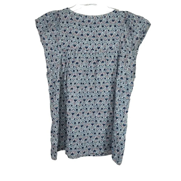 Gap Blue Floral Babydoll Top Flutter Sleeve Women Size S Rayon Cotton - Picture 6 of 6